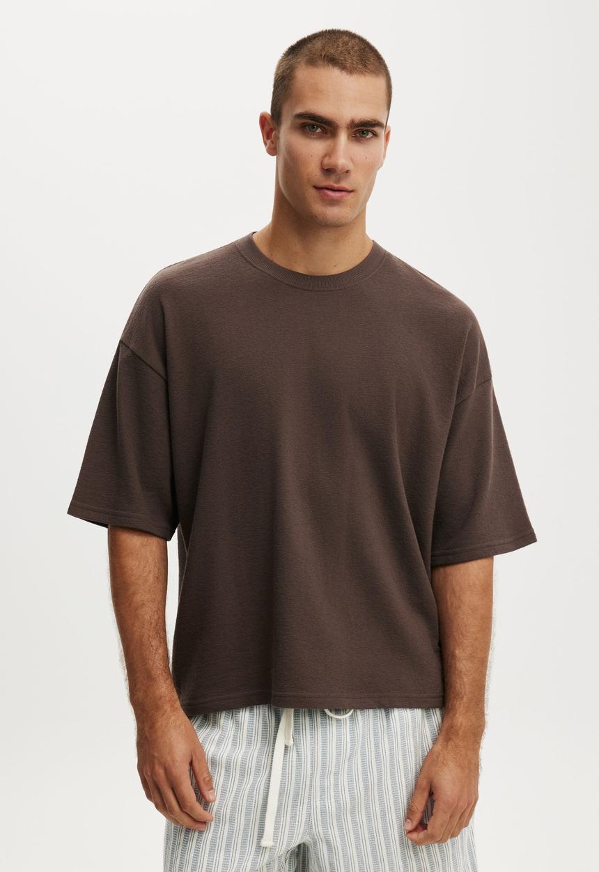 Cotton On - Cropped fit T-shirt - washed chocolate terry