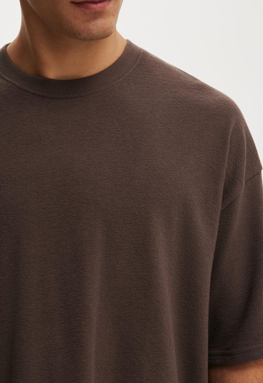 Cotton On - Cropped fit T-shirt - washed chocolate terry