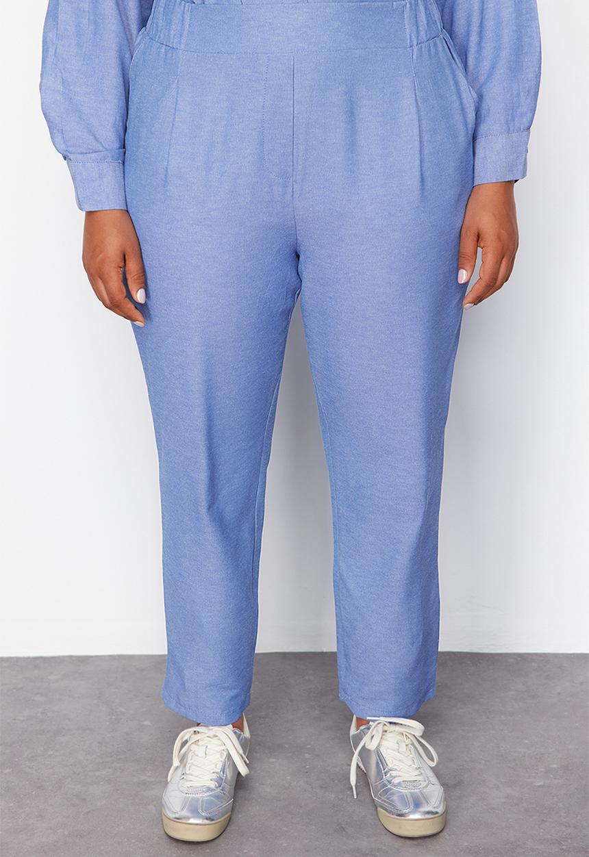 Trendyol - Plus Woven Bottom Top Set - Blue