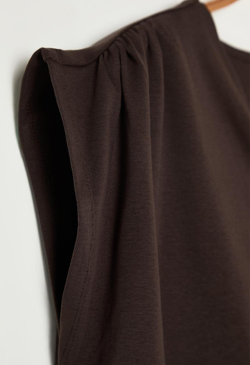 Trendyol - Plus Rib/Camisole Knitted Blouse - Brown