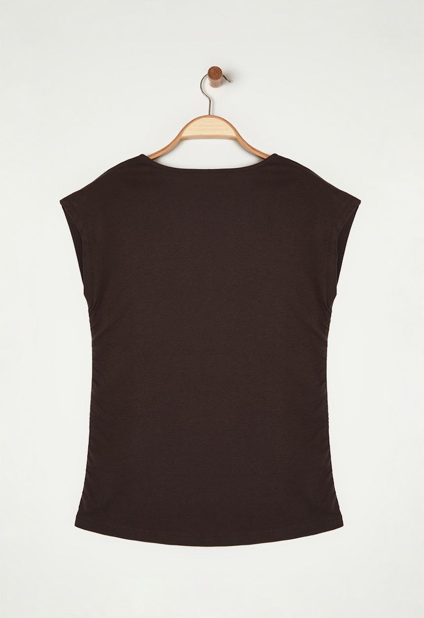Trendyol - Plus Rib/Camisole Knitted Blouse - Brown