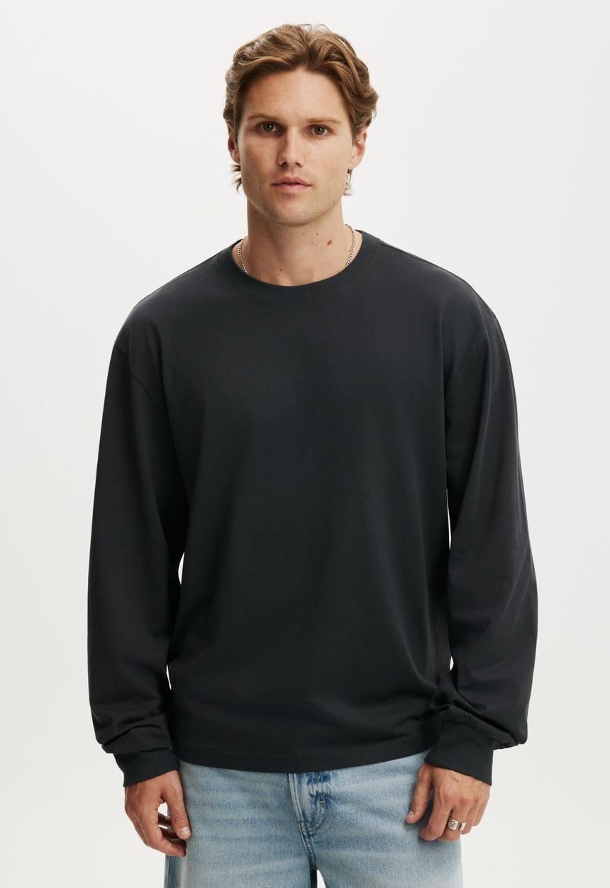 Cotton On - Everyday long sleeve T-shirt - washed black