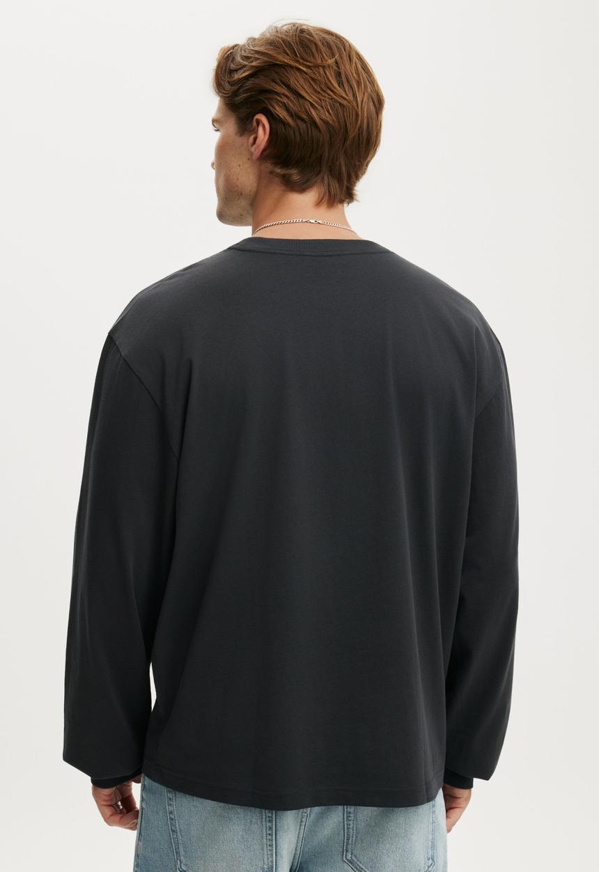 Cotton On - Everyday long sleeve T-shirt - washed black