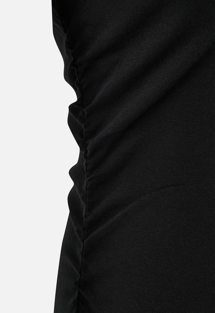 Trendyol - Plus Soft Fabric Asymmetric Collar 100% Cotton Knitted Blouse - Bllack
