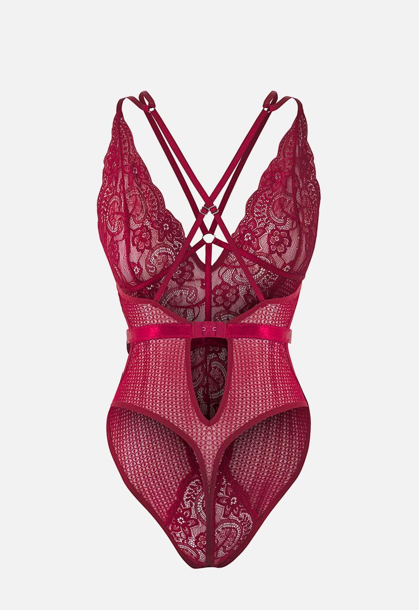 Trendyol - Lace openwork body - dark cherry