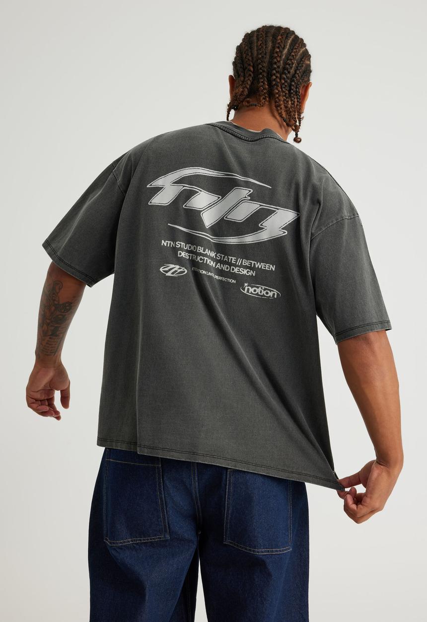 Factorie - Notion vintage graphic T-shirt ntn - washed black/blank state