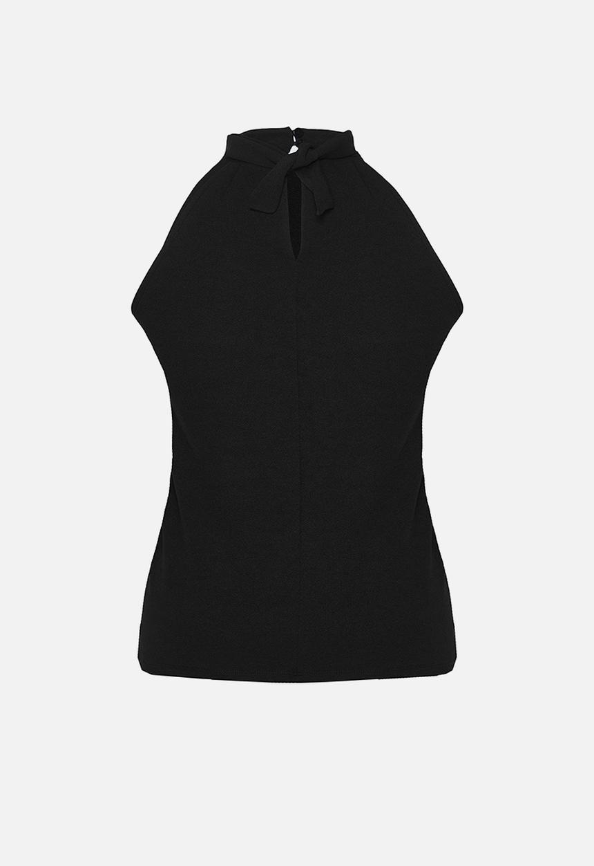 Trendyol - Plus Halter Neck Lacing Detail Knitted Blouse - Black