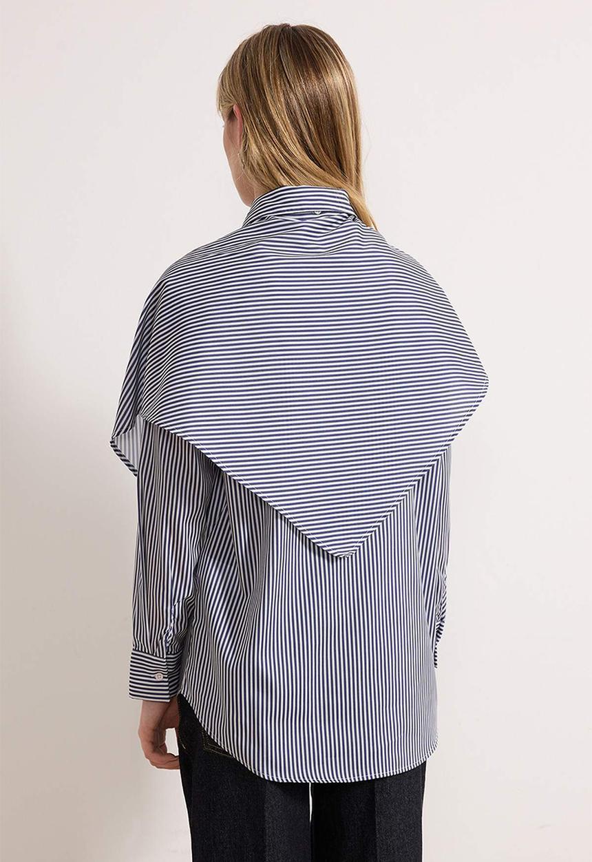 Trendyol - Striped Regular Woven Tie-Back Scarf Detailed Shirt - Multi-Colored
