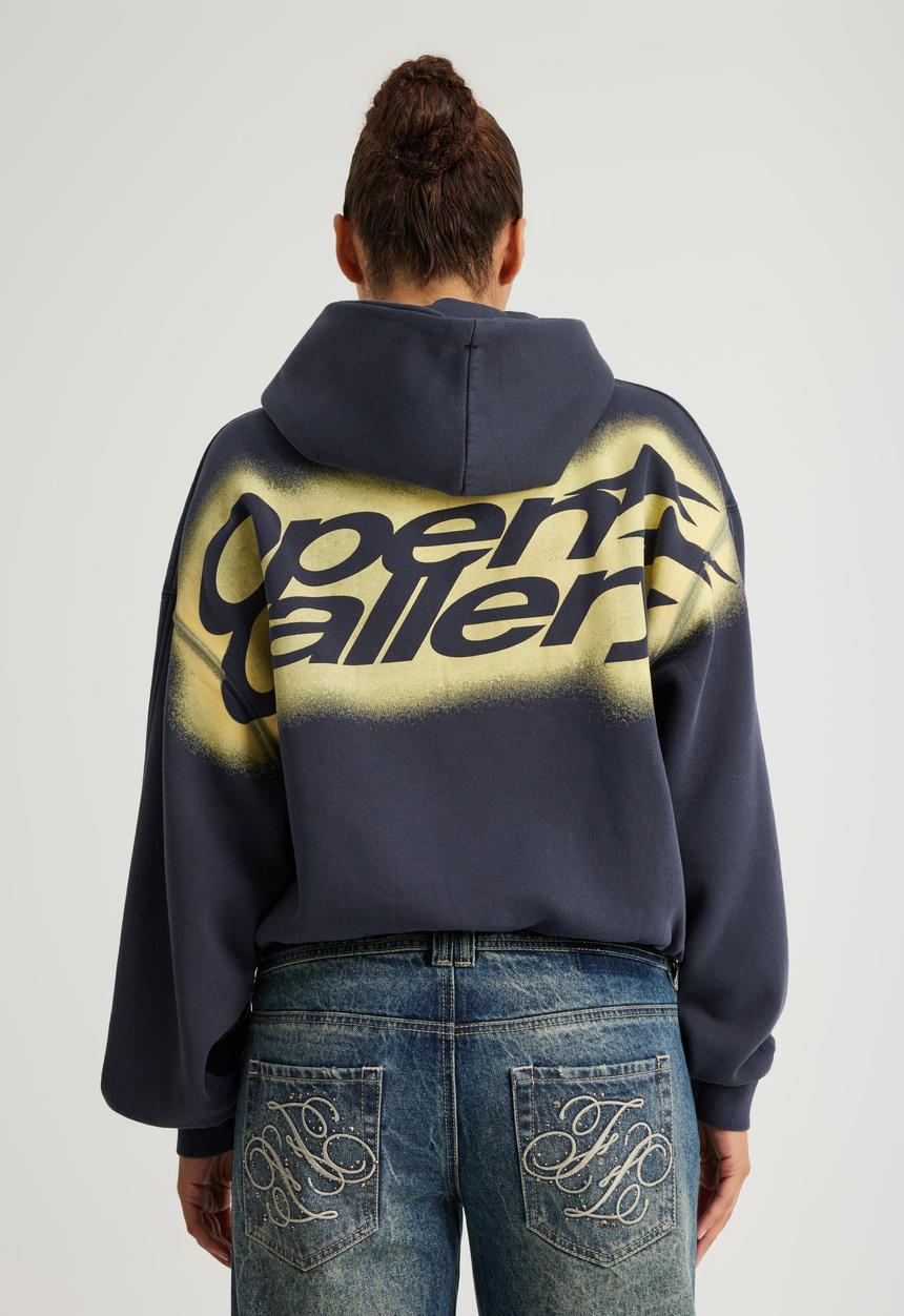 Factorie - Open gallery boxy hoodie og - washed seal/vitality