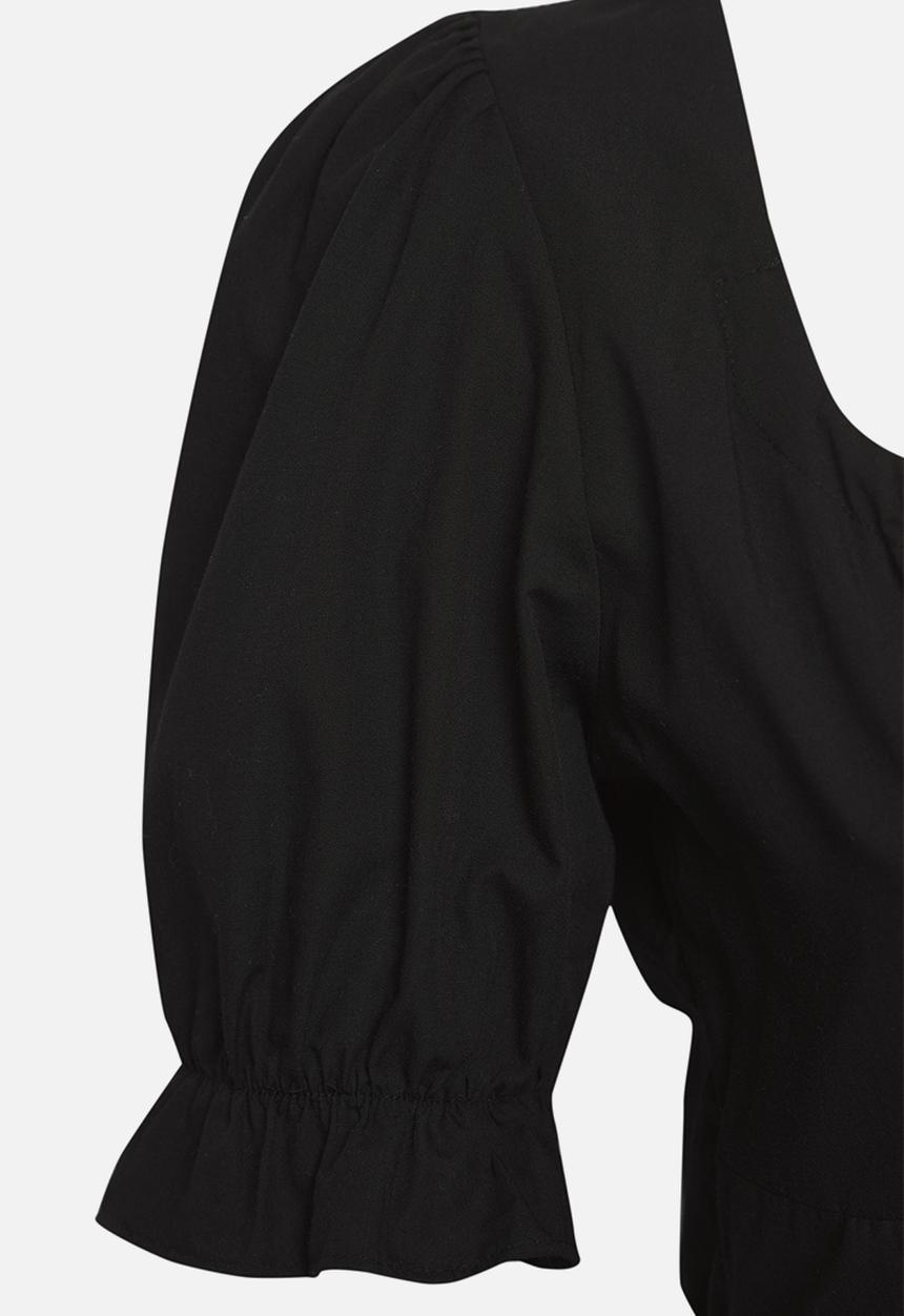 Trendyol - Plus Square Neck Back Tie Detail Woven Dress - Black