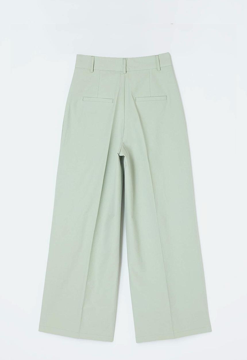 Trendyol - Gabardine Crop Wide Leg Pants - Light Khaki