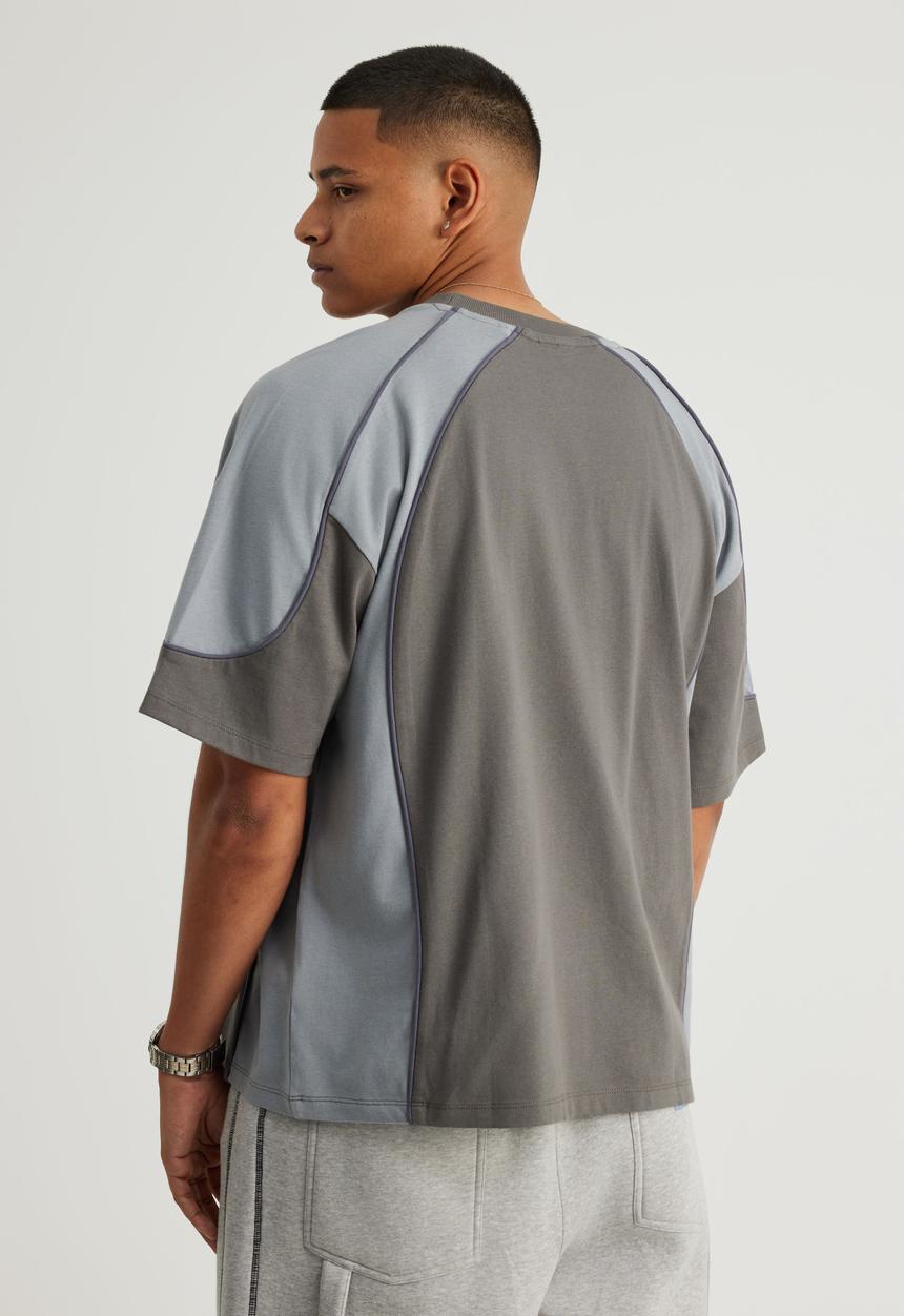 Factorie - Half half boxy T-shirt hh - iron/concrete fluid