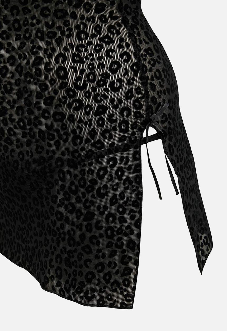 Trendyol - Leopard patterned panty babydoll - black