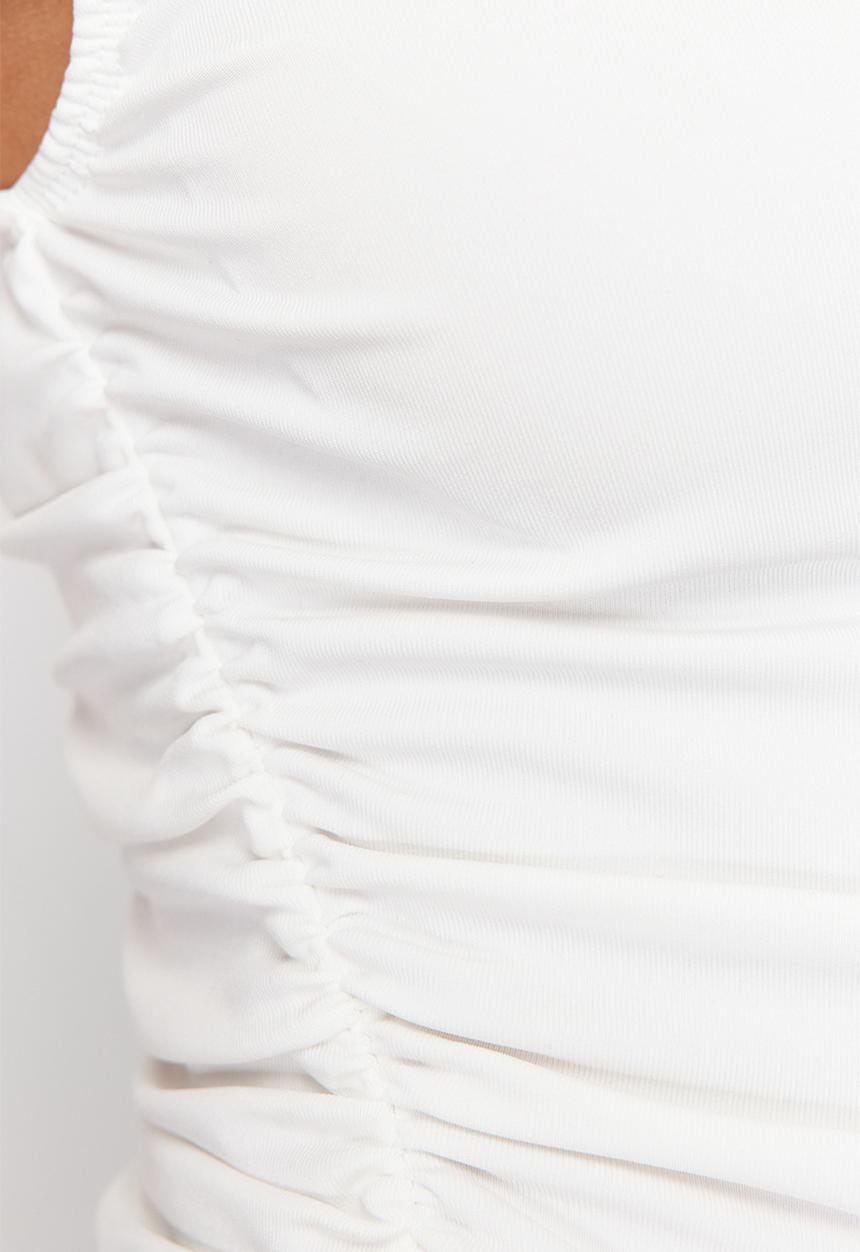 Trendyol - Asymmetrical Knit Blouse - Ecru