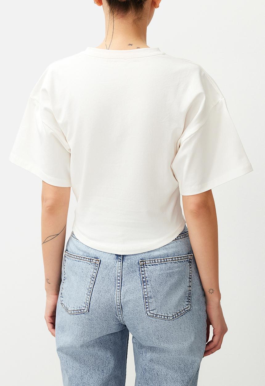 Trendyol - Crop Knitted T-Shirt - White