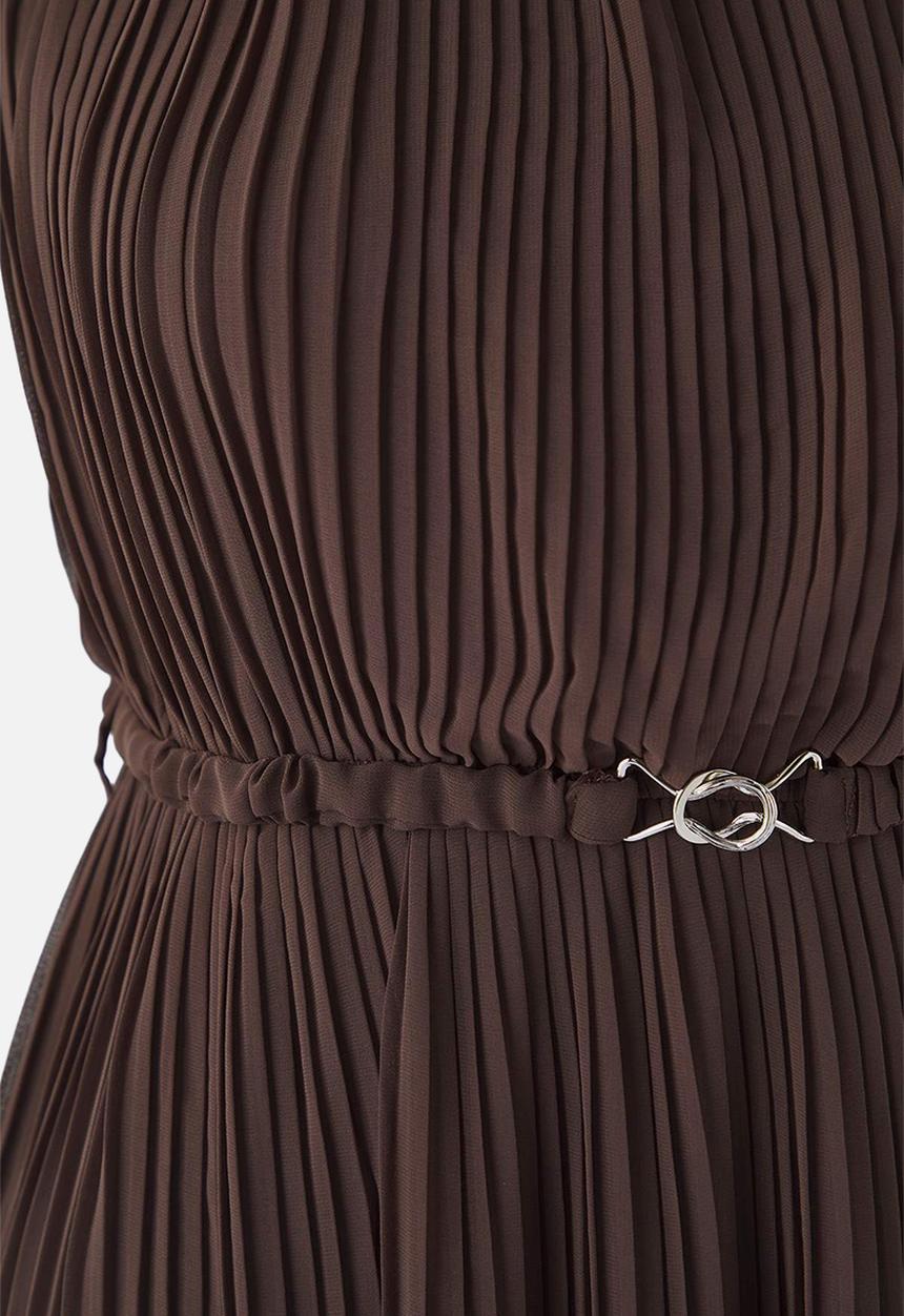 Trendyol - Plus Bodycon Maxi Length Chiffon Woven Dress - Brown