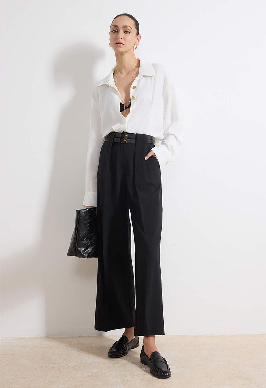 Trendyol - Culotte Wide Leg Pants - Black