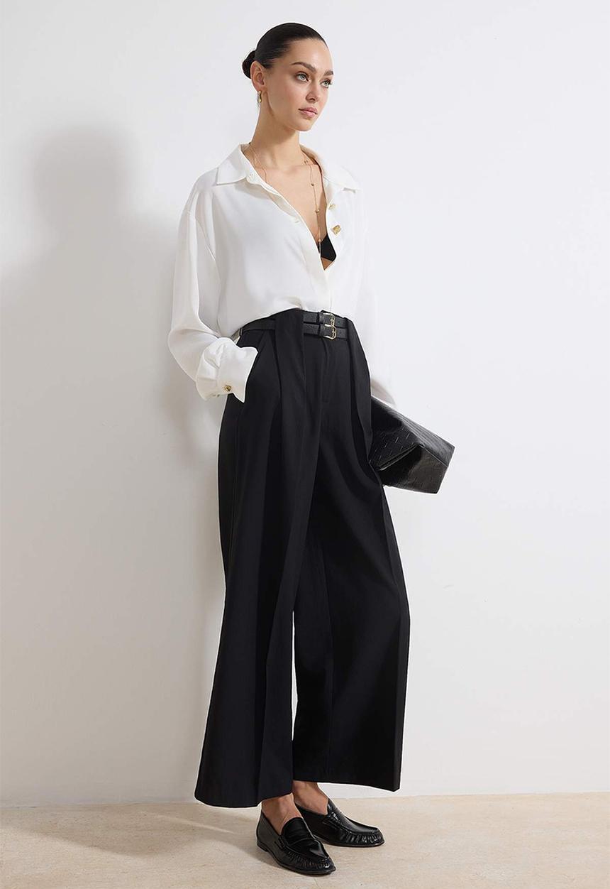 Trendyol - Culotte Wide Leg Pants - Black