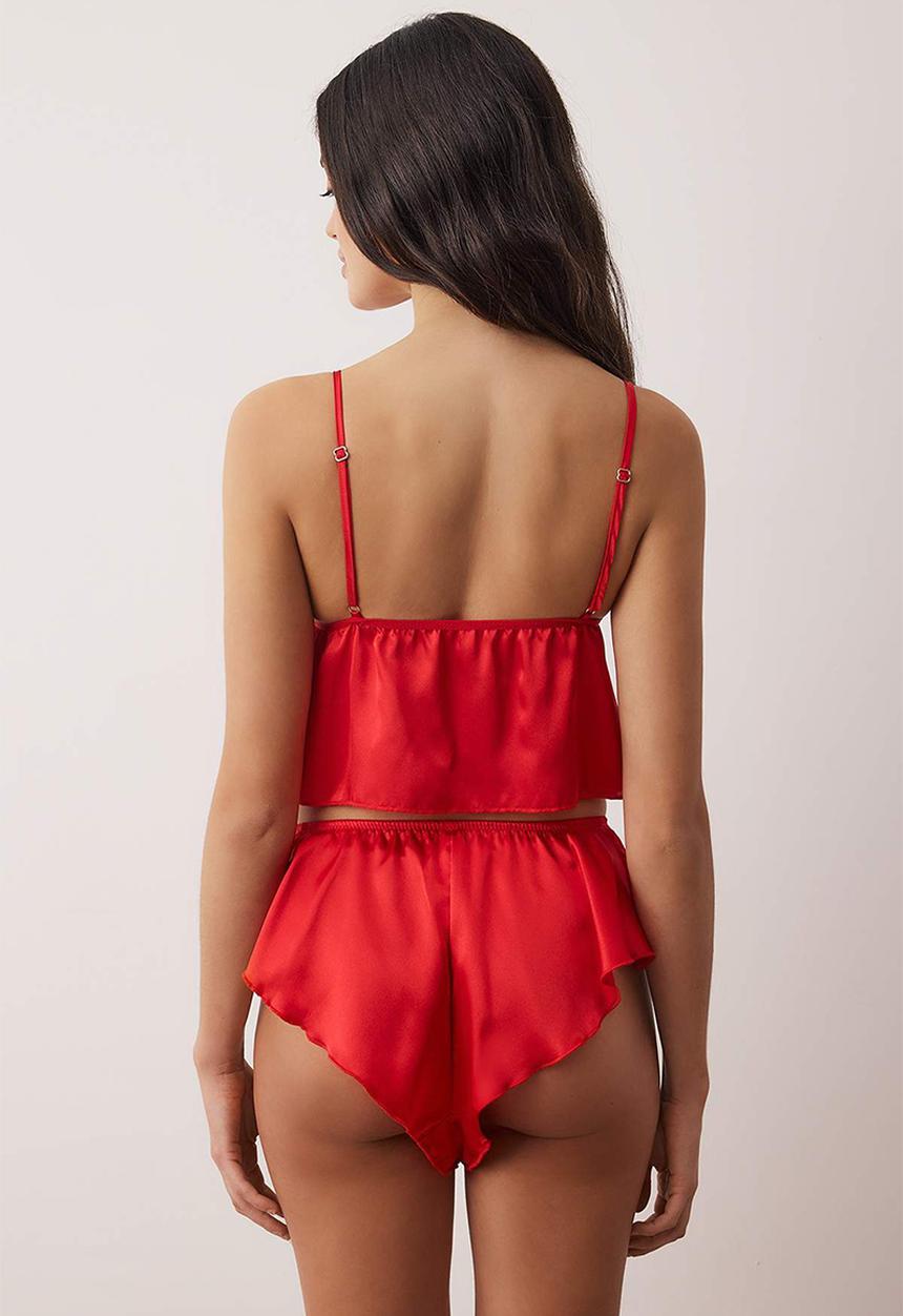 Trendyol - Ribbon/bow detail capless strap lingerie set - red
