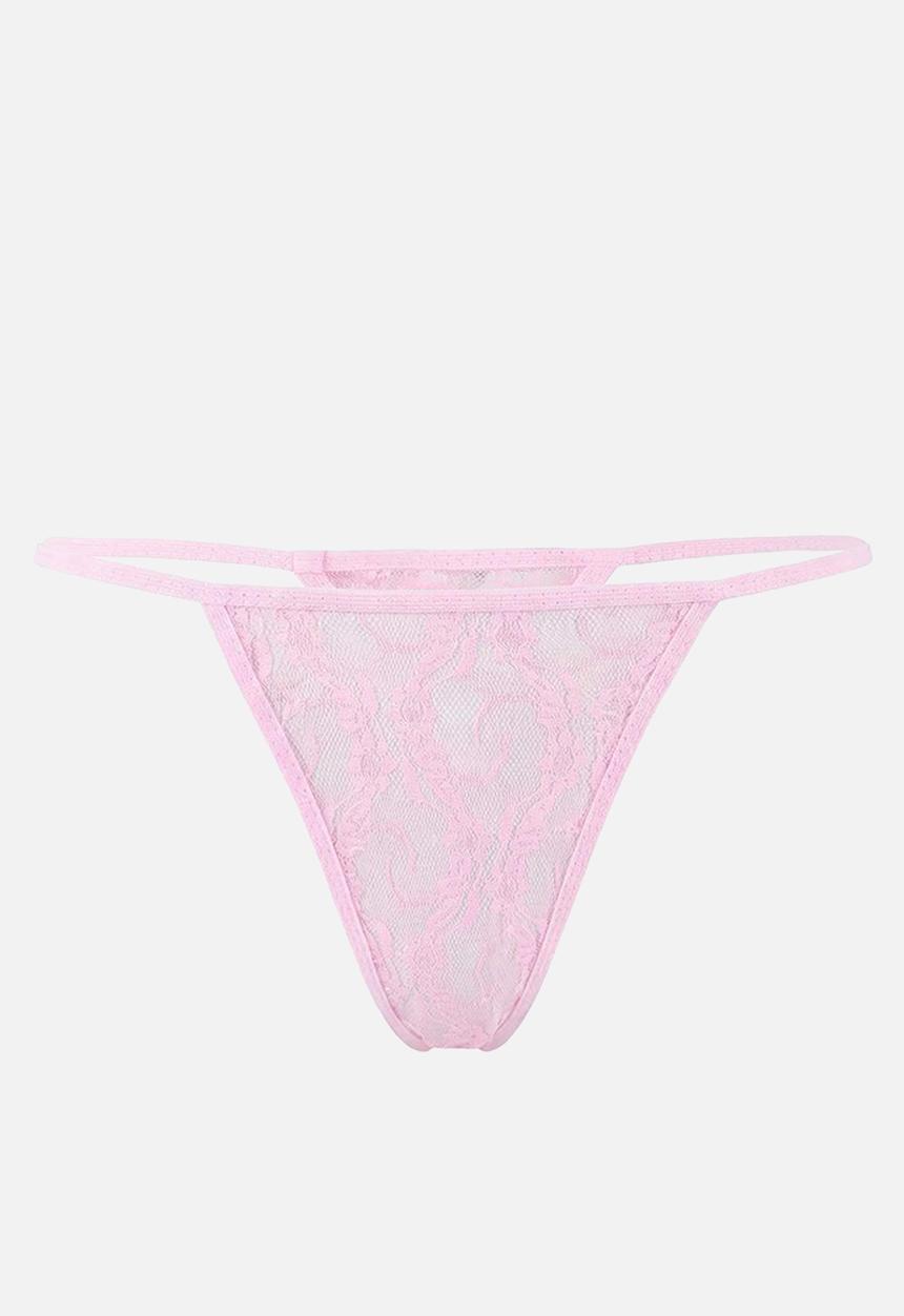 Trendyol - Lace buttoned strapless panty babydoll - pink