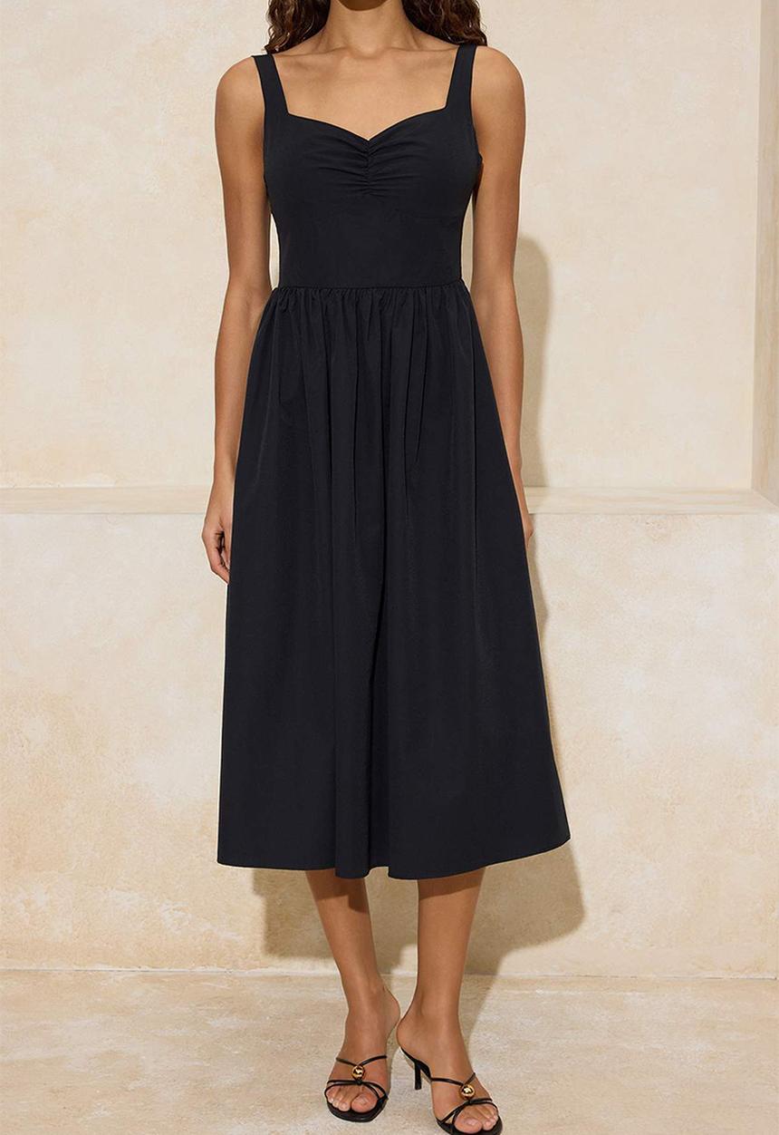 Trendyol - Maxi Poplin Woven Dress - Black