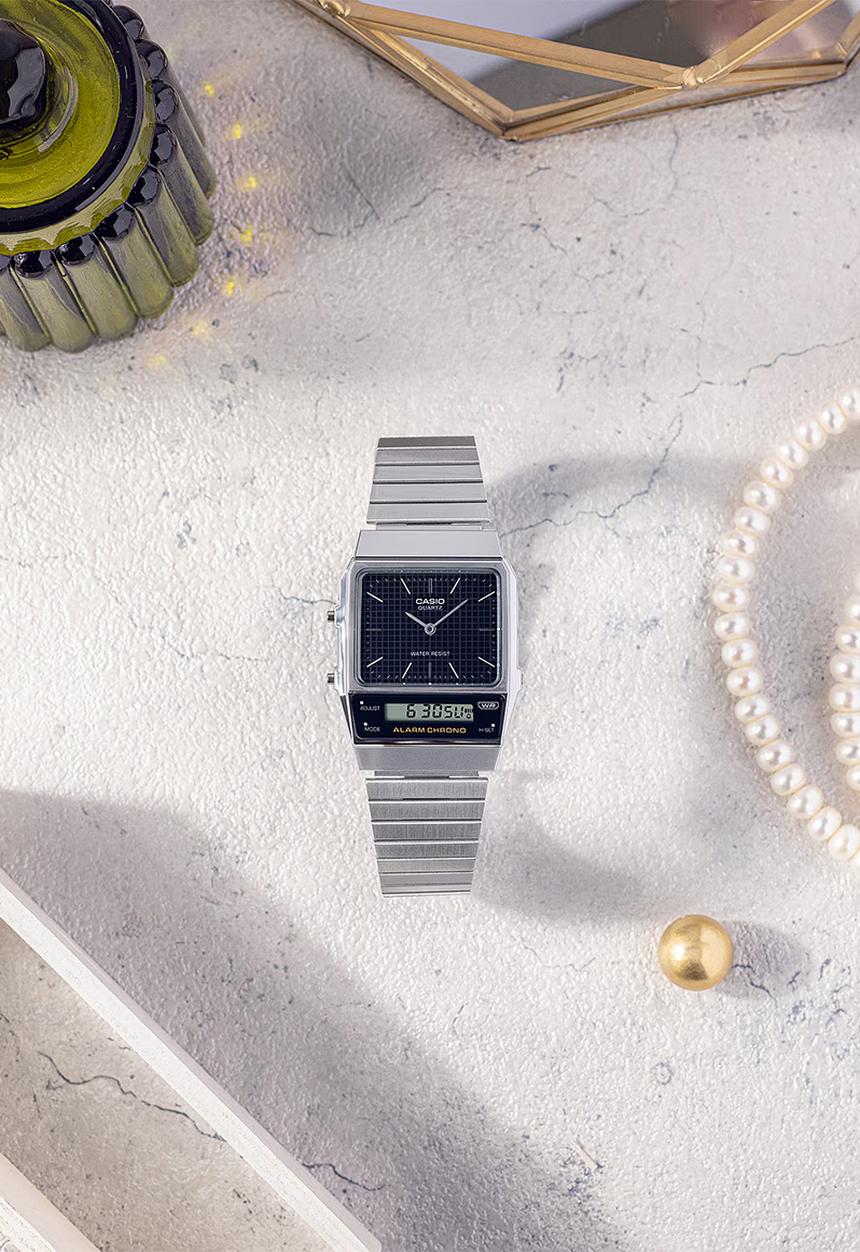 Casio - Retro Digi Chrome Plat Resin - Silver