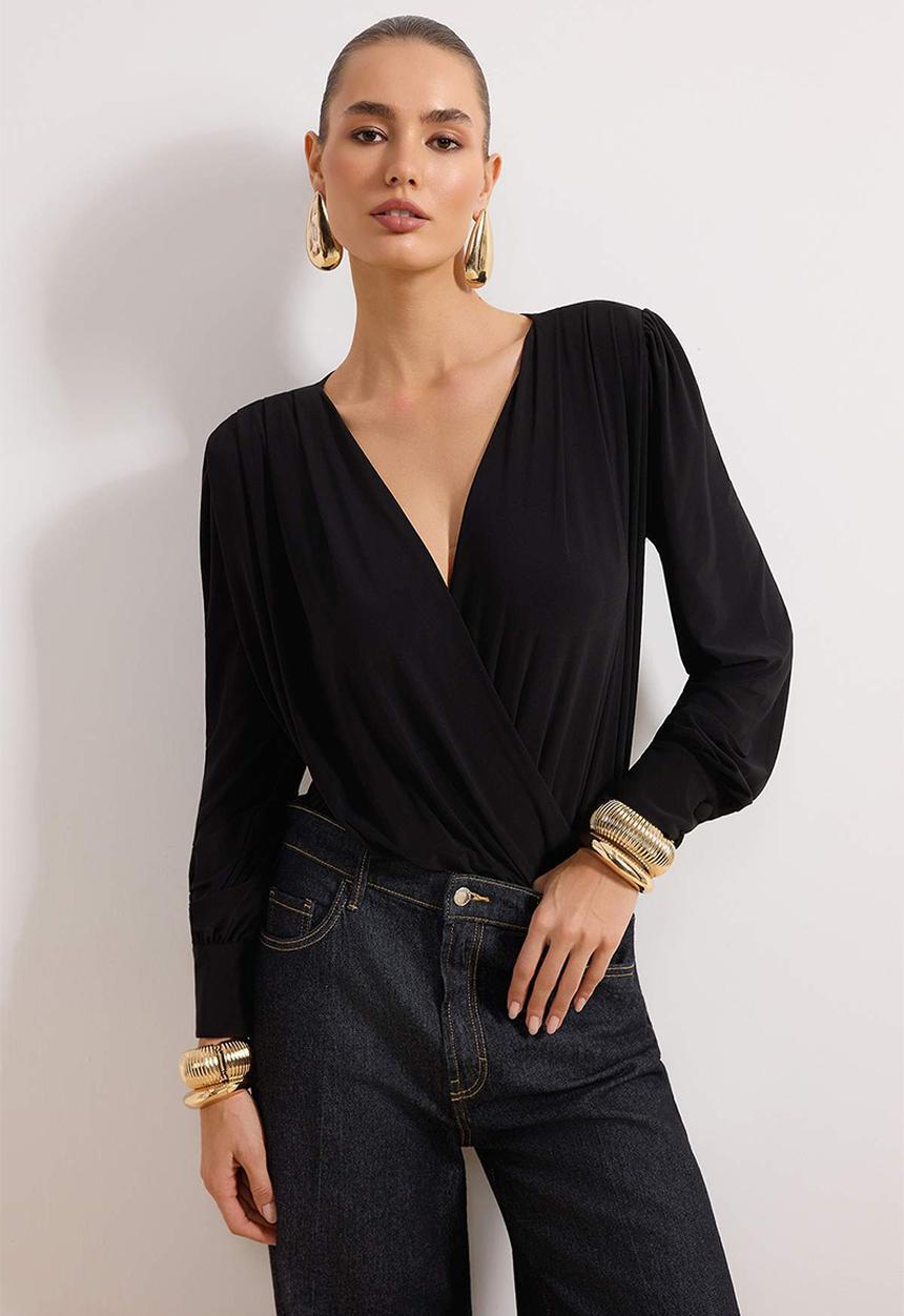Trendyol - Wrap Knitted Bodysuit - Black