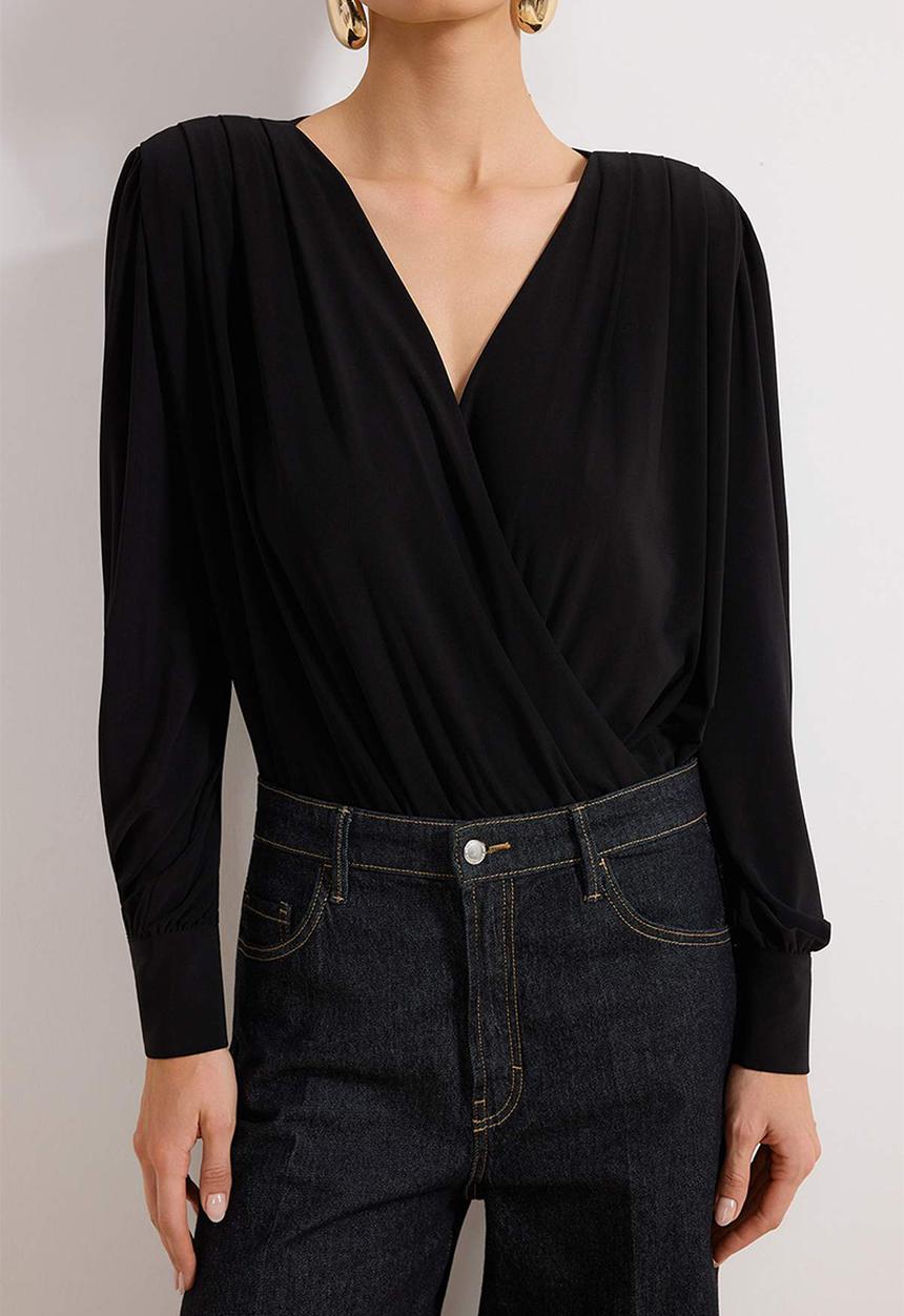 Trendyol - Wrap Knitted Bodysuit - Black