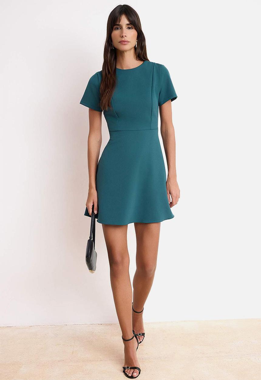 Trendyol - Skirt Waist Opening Sleeveless Mini Woven Dress - Petrol