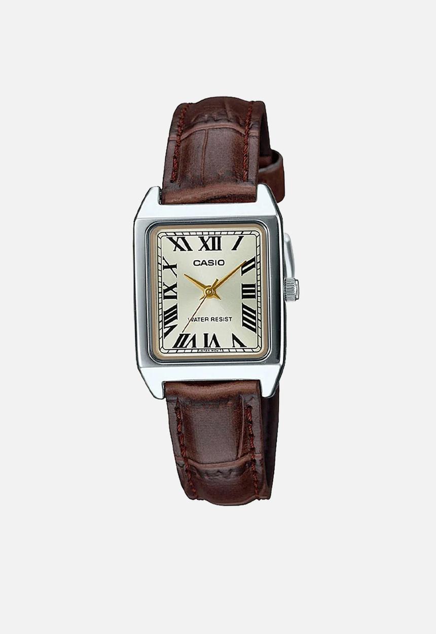 Casio - Analog Brn Ltr Roman Dial - Brown