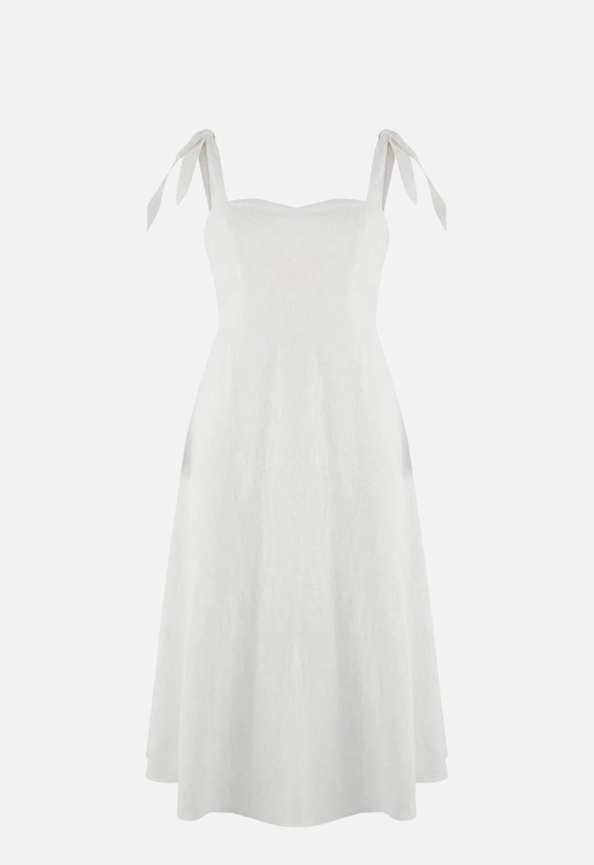 Trendyol - Plus Embroidery Woven Dress - White