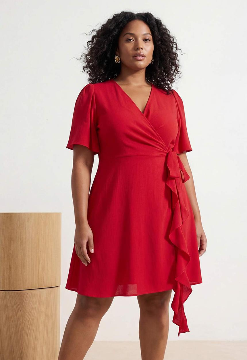 Trendyol - Plus Aerobin Woven Dress - Red