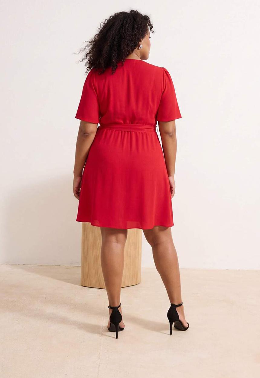 Trendyol - Plus Aerobin Woven Dress - Red