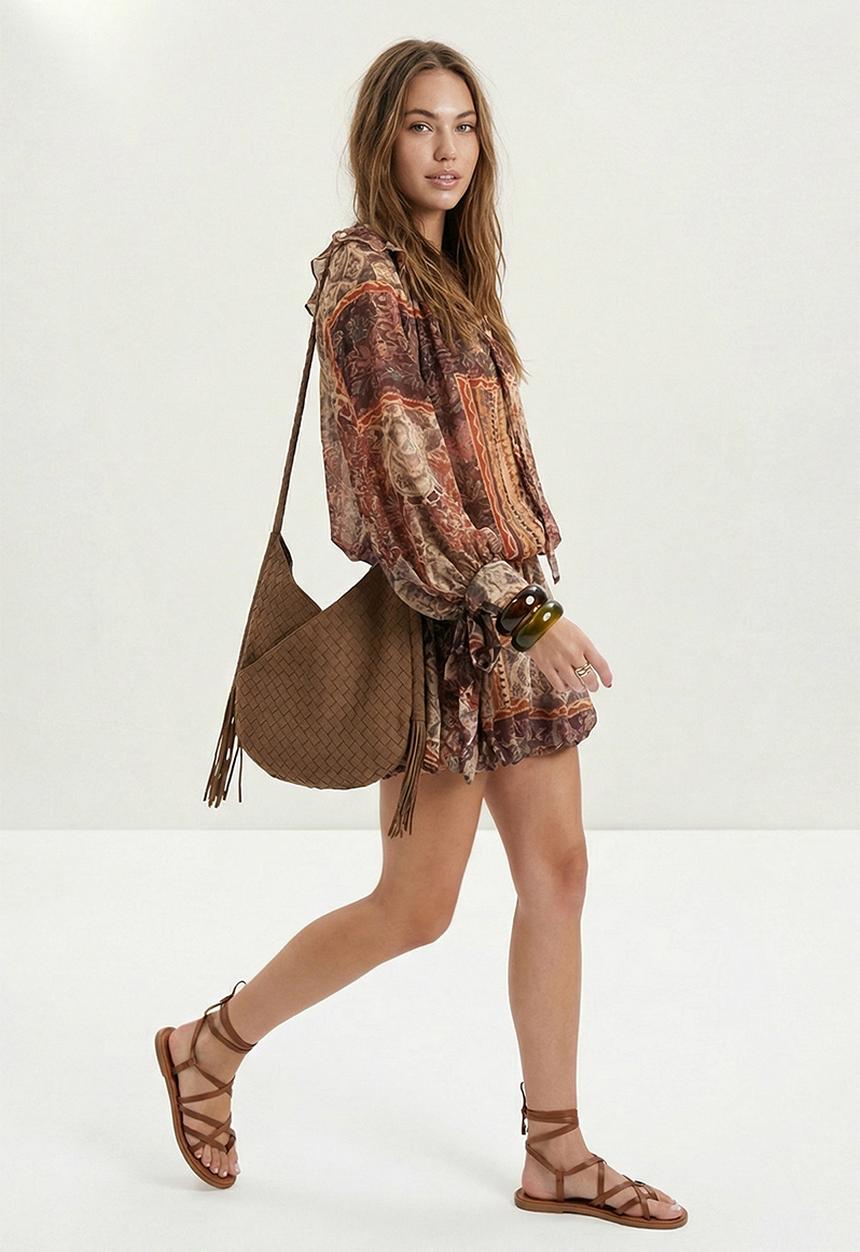 Trendyol - Patterned Woven Dress - Multicolor