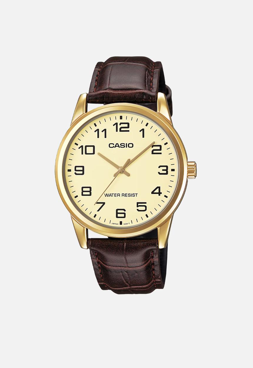 Casio - Analog Brn Leather Gld Ch - Brown