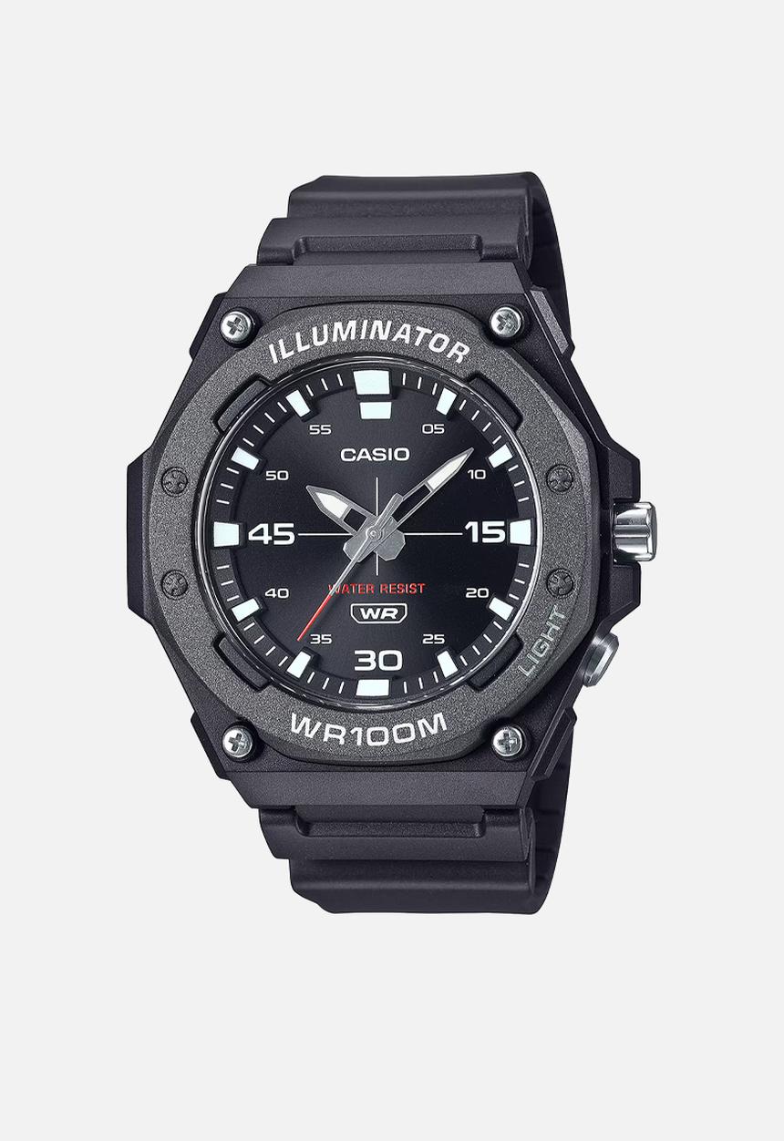 Casio - Analogue Resin Black Dial - Black