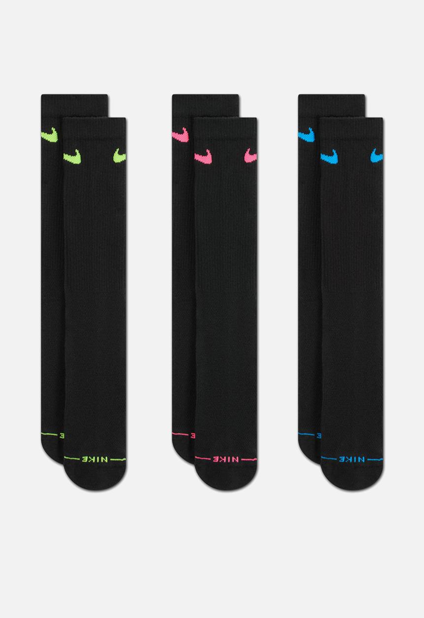 Nike - Everyday Elevated Crew Socks (3 Pairs) - Black/Ass