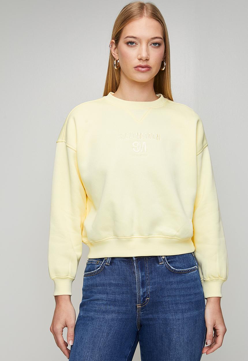 Steve Madden - Ladies clara oversized crew neck sweat - pale yellow