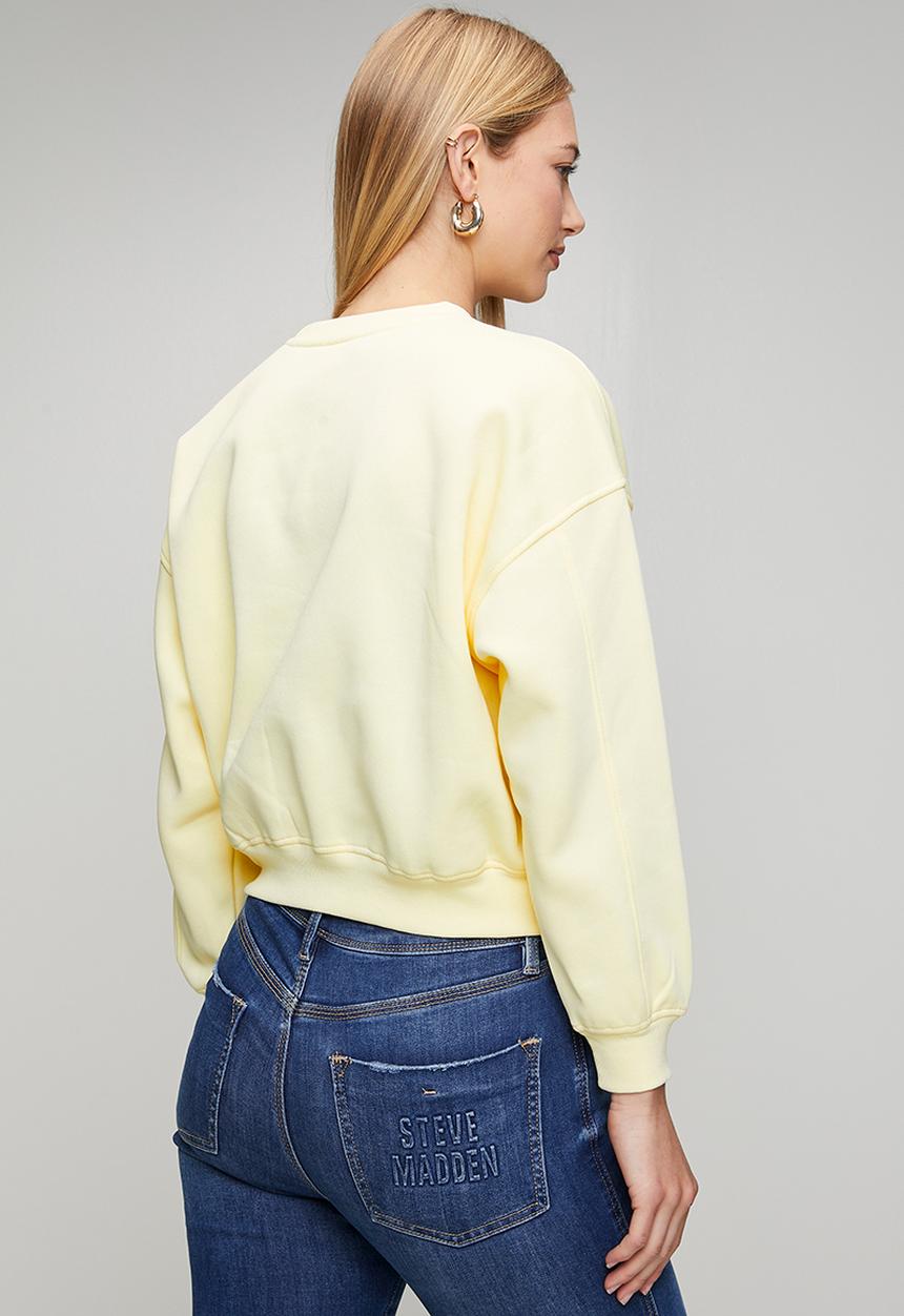 Steve Madden - Ladies clara oversized crew neck sweat - pale yellow