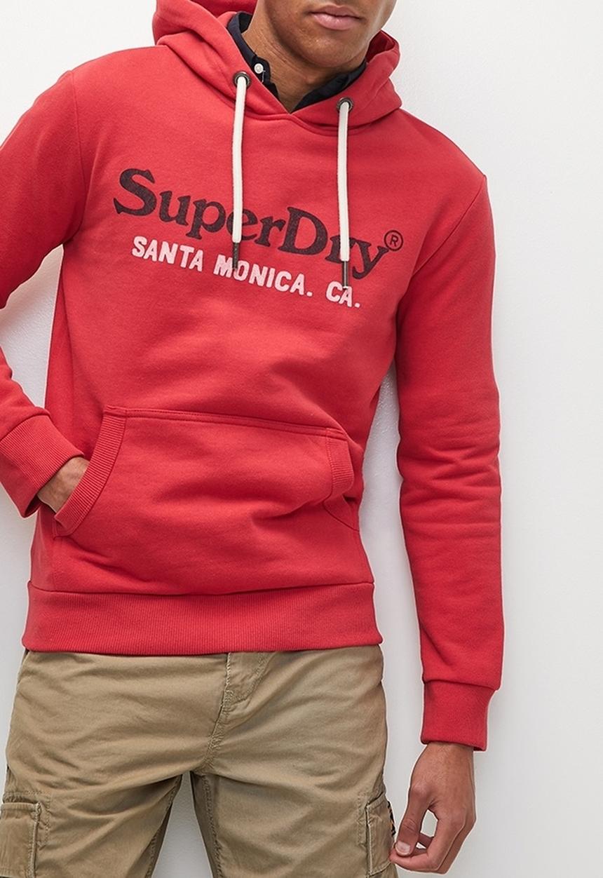 Superdry. - Venue Duo Logo Hoodie - Ferra Red Marl