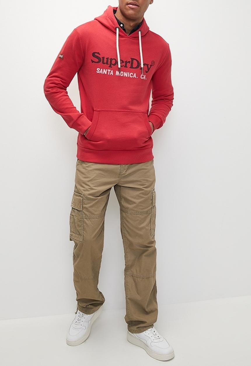 Superdry. - Venue Duo Logo Hoodie - Ferra Red Marl