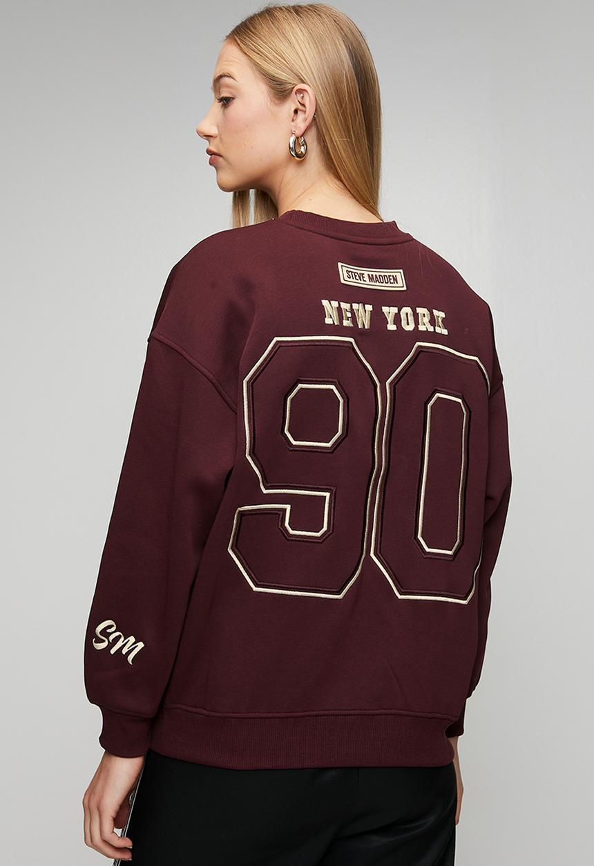 Steve Madden - Ladies anora oversized crew neck sweat - deep maroon