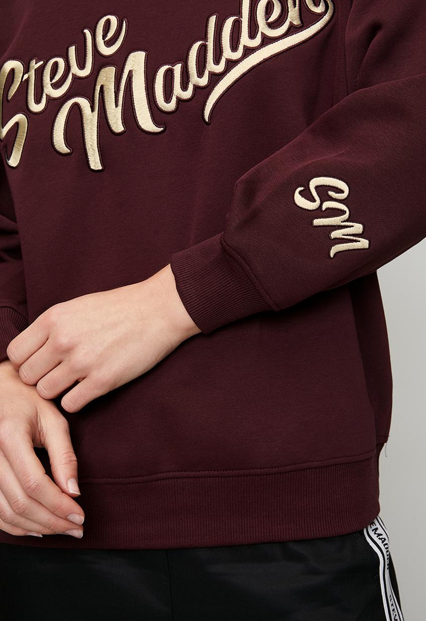 Steve Madden - Ladies anora oversized crew neck sweat - deep maroon