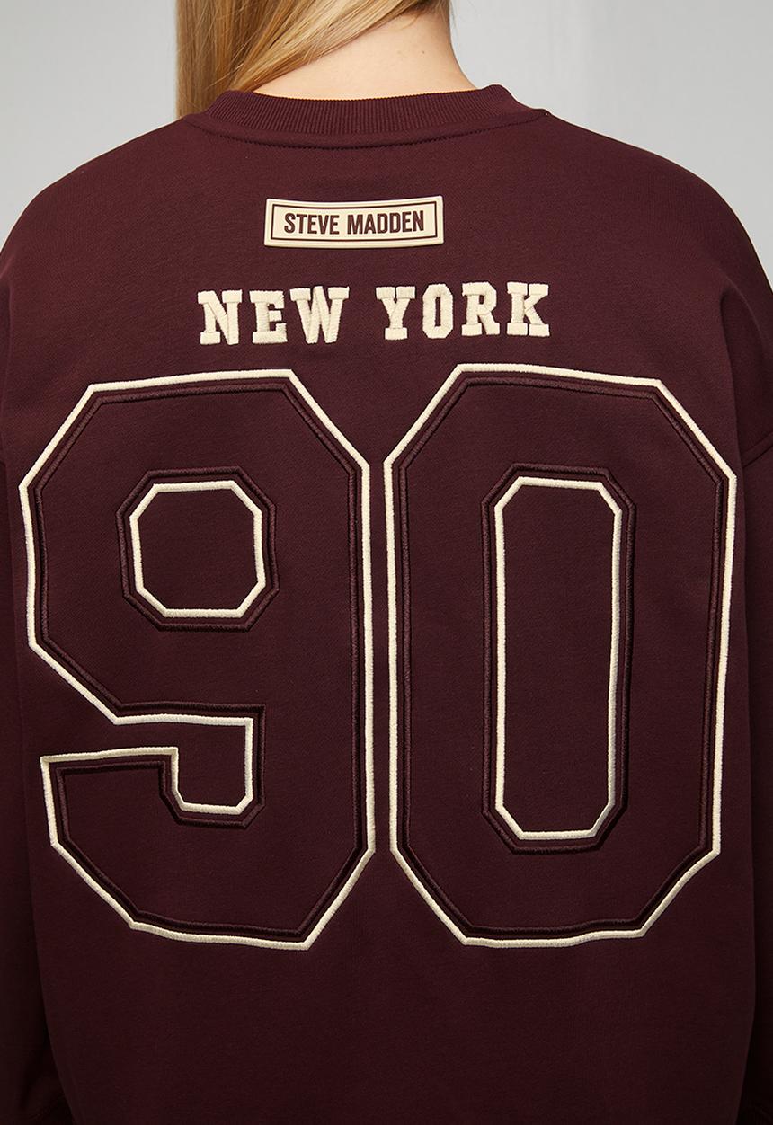 Steve Madden - Ladies anora oversized crew neck sweat - deep maroon