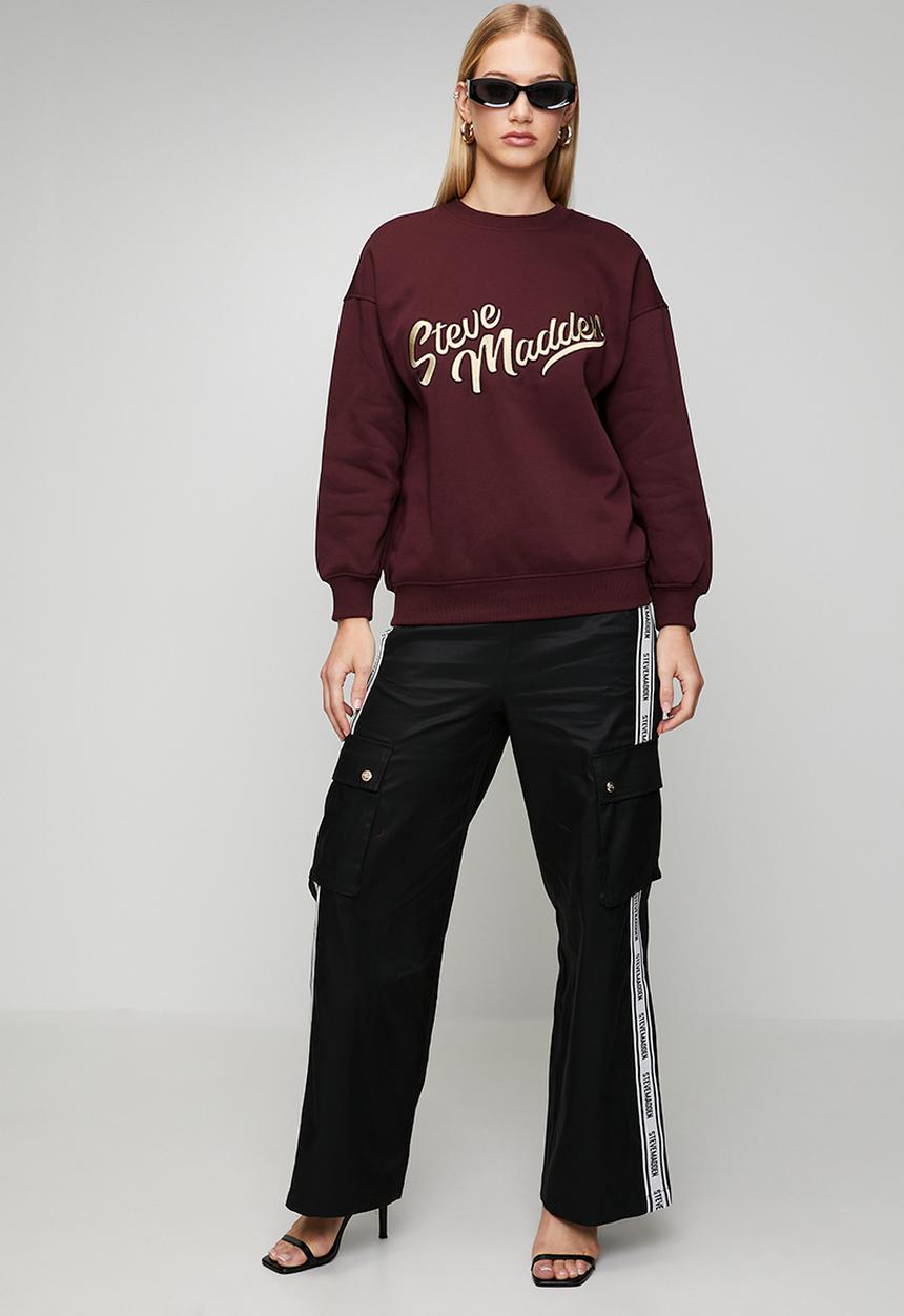 Steve Madden - Ladies anora oversized crew neck sweat - deep maroon