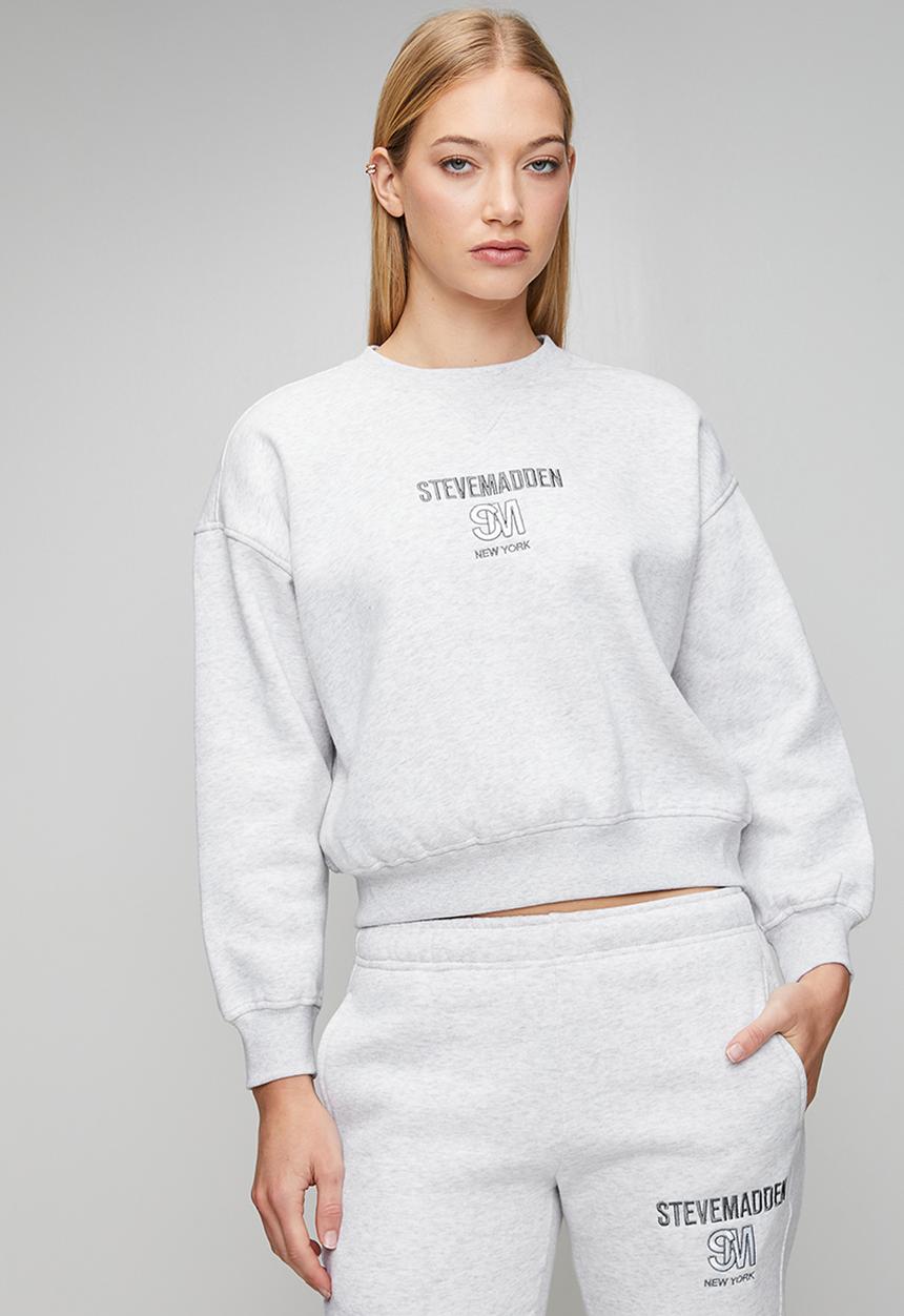 Steve Madden - Ladies clara oversized crew neck sweat - grey melange