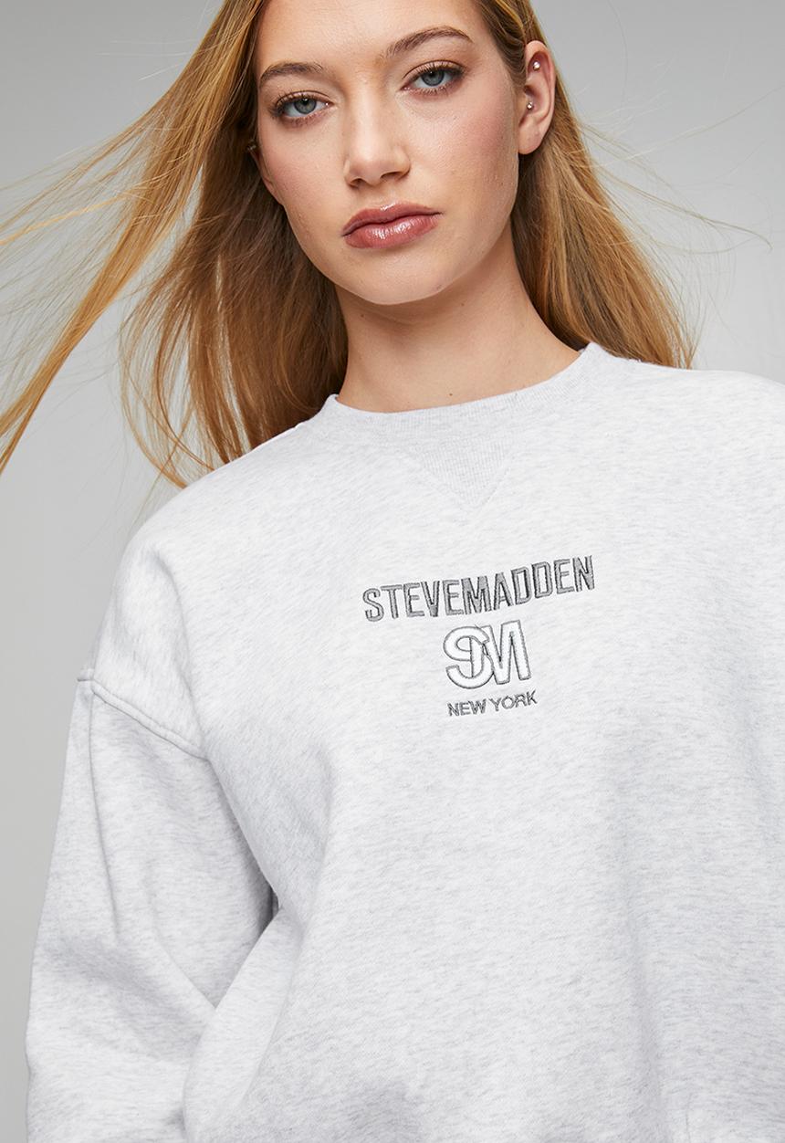 Steve Madden - Ladies clara oversized crew neck sweat - grey melange