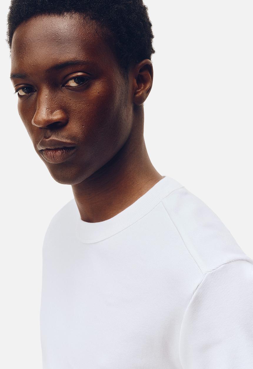 H&M - H&M Atelier: Ribbed cotton T-shirt - white