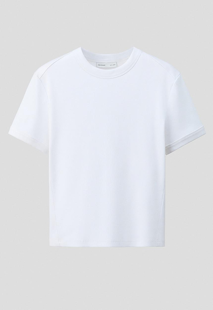 H&M - H&M Atelier: Ribbed cotton T-shirt - white