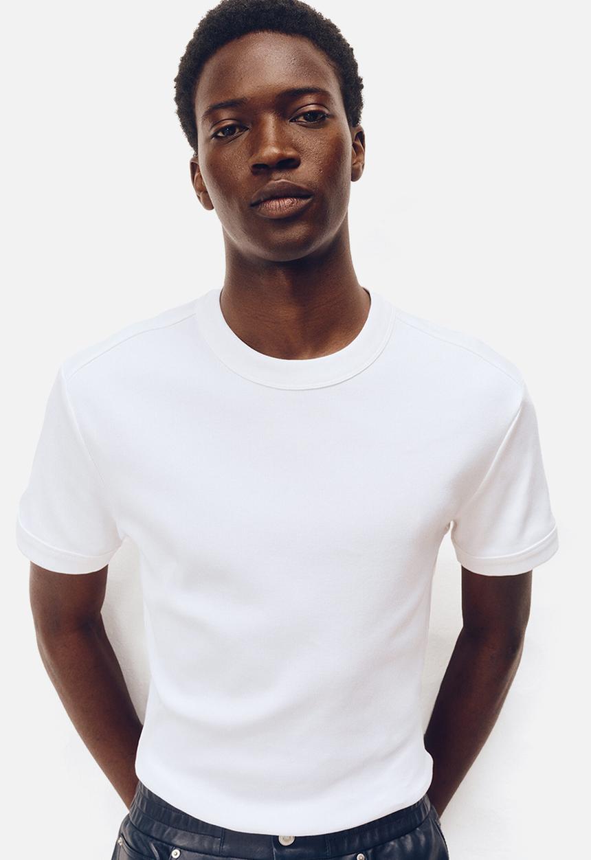 H&M - H&M Atelier: Ribbed cotton T-shirt - white